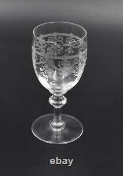 10 Verres A Vin En Cristal Grave De Baccarat / Saint Louis Vers 1900 H= 12.6 CM