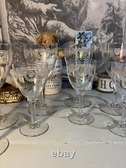 10 Verres + Carafe SAINT LOUIS Modèle MANON CRISTAL GRAVÉ EMPIRE