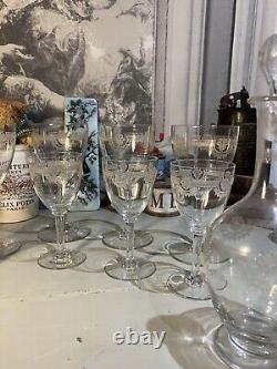 10 Verres + Carafe SAINT LOUIS Modèle MANON CRISTAL GRAVÉ EMPIRE