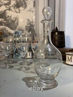 10 Verres + Carafe SAINT LOUIS Modèle MANON CRISTAL GRAVÉ EMPIRE