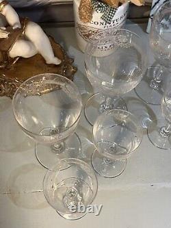 10 Verres + Carafe SAINT LOUIS Modèle MANON CRISTAL GRAVÉ EMPIRE