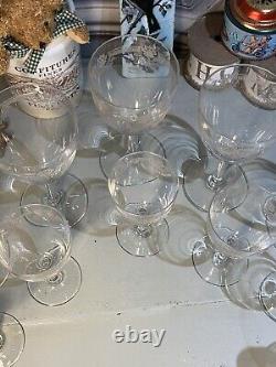 10 Verres + Carafe SAINT LOUIS Modèle MANON CRISTAL GRAVÉ EMPIRE