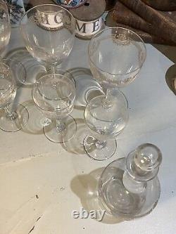 10 Verres + Carafe SAINT LOUIS Modèle MANON CRISTAL GRAVÉ EMPIRE