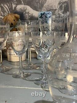 10 Verres + Carafe SAINT LOUIS Modèle MANON CRISTAL GRAVÉ EMPIRE