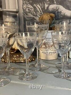 10 Verres + Carafe SAINT LOUIS Modèle MANON CRISTAL GRAVÉ EMPIRE