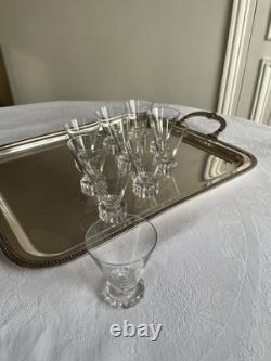 10 verres à vin blanc modèle Diamant en cristal de Saint-Louis signés