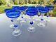 12 Flûtes Champenoises Cristal Overlay Bleues Baccarat Ou Saint Louis