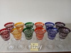 12verres en cristal 24% de couleur (décor STYLE tommy de st louis) H 20CM 24CL