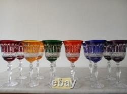 12verres en cristal 24% de couleur (décor STYLE tommy de st louis) H 20CM 24CL