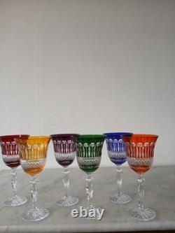12verres en cristal 24% de couleur (décor STYLE tommy de st louis) H 20CM 24CL