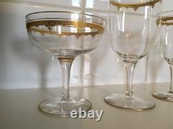 15 verres cristal SAINT LOUIS modele ROTY décor Or sur gravure du cristal
