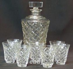 1930 bel ensemble cristal saint Louis carafe précieuse 780g17,5cm + 7 verres