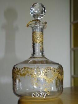 1 Ancienne Carafe A Liqueur Cristal Gold St Louis Gravure Talma Art Nouveau