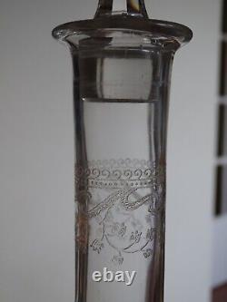 1 Ancienne Carafe A Vin En Cristal St Louis Gravure Liberty Art Nouveau