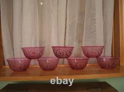 1 Bol ramequin rince-doigt cristal dégager à l'acide Saint ST Louis thistle rose