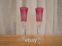 1 Flute à champagne roemer cristal overlay rouge Saint ST Louis Tommy 18.8 cm