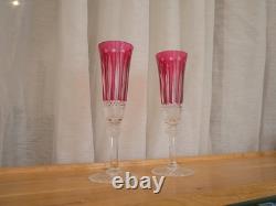 1 Flute à champagne roemer cristal overlay rouge Saint ST Louis Tommy 18.8 cm