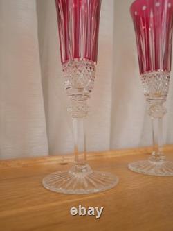 1 Flute à champagne roemer cristal overlay rouge Saint ST Louis Tommy 18.8 cm