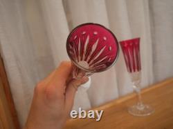 1 Flute à champagne roemer cristal overlay rouge Saint ST Louis Tommy 18.8 cm