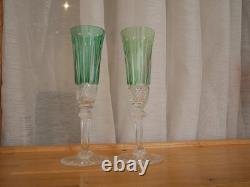 1 Flute à champagne roemer cristal overlay vert Saint ST Louis Tommy 18.8 cm