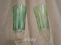 1 Flute à champagne roemer cristal overlay vert Saint ST Louis Tommy 18.8 cm