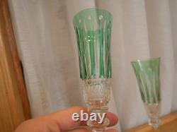 1 Flute à champagne roemer cristal overlay vert Saint ST Louis Tommy 18.8 cm