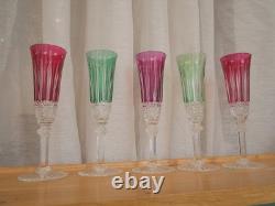 1 Flute à champagne roemer cristal overlay vert Saint ST Louis Tommy 18.8 cm