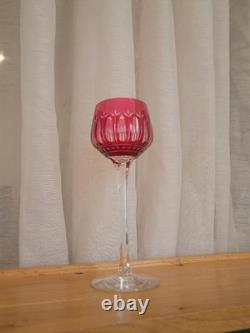 1 Grand verre à vin rouge du Rhin cristal rouge overlay roemer Saint ST Louis