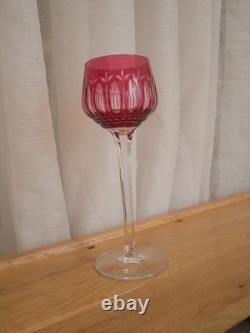 1 Grand verre à vin rouge du Rhin cristal rouge overlay roemer Saint ST Louis