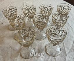 1 Verre À Vin Blanc en cristal de saint louis modèle Cluny Doré