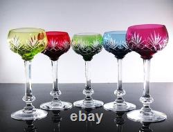 1 Verre A Vin Cristal Couleur Bleu Ciel Taille Modele Massenet St Louis Signe