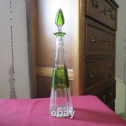 1 carafe à liqueur de couleur verte en cristal de saint louis ou baccarat