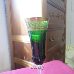 1 flute a champagne cristal de saint louis modèle thistle de couleur verte signé