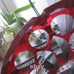 1 grand cendrier en cristal de saint louis de couleur rouge Ø 22cm