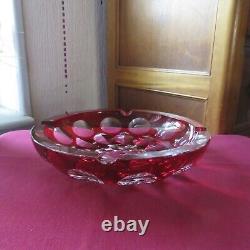 1 grand cendrier en cristal de saint louis de couleur rouge Ø 22cm