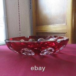 1 grand cendrier en cristal de saint louis de couleur rouge Ø 22cm