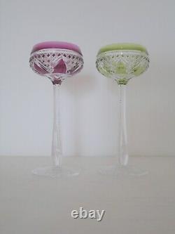 1 grand verre cristal roemer overlay Val Saint Lambert Baccarat ST Louis Vert