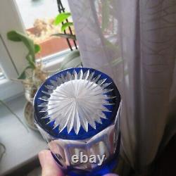 1 verre gobelet a thé de couleur bleu cristal de saint louis decor or