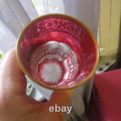 1 verre gobelet a thé de couleur rouge cristal de saint louis decor or