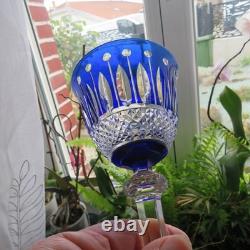 1 verre roemer cristal de saint louis modèle tommy couleur bleu cobalt H 19,7