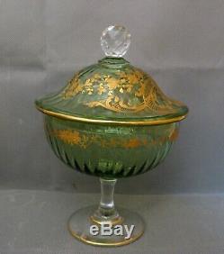 2892 drageoir en cristal de baccarat saint louis décor à l'or fin 19eme