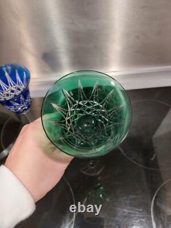 2 Anciens verres Roemer Vin cristal doublé de st Louis modèle Tarn couleurs