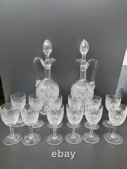 2 Carafe Et 12 Verres À Vin Blanc En Cristal Saint Louis Modèle Gavarni