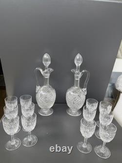 2 Carafe Et 12 Verres À Vin Blanc En Cristal Saint Louis Modèle Gavarni