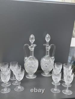 2 Carafe Et 12 Verres À Vin Blanc En Cristal Saint Louis Modèle Gavarni