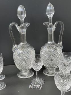 2 Carafe Et 12 Verres À Vin Blanc En Cristal Saint Louis Modèle Gavarni
