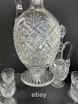 2 Carafe Et 12 Verres À Vin Blanc En Cristal Saint Louis Modèle Gavarni