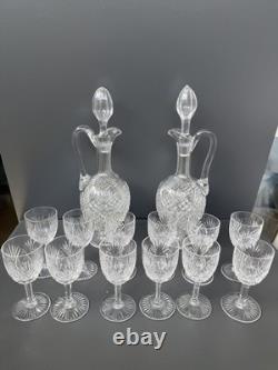 2 Carafe Et 12 Verres À Vin Blanc En Cristal Saint Louis Modèle Gavarni