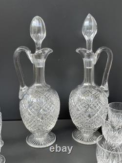 2 Carafe Et 12 Verres À Vin Blanc En Cristal Saint Louis Modèle Gavarni