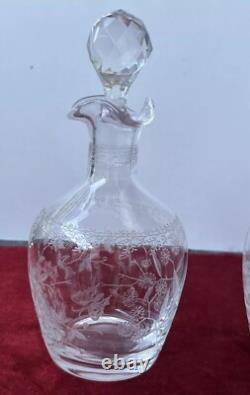 2 Carafes À Liqueur En Cristal Gravé Baccarat St Louis